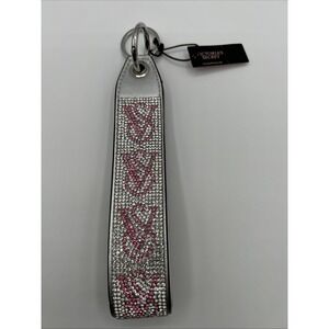 Victoria's Secret Rhinestone Monogram VS Keychain Bag Charm Silver Pink NWT